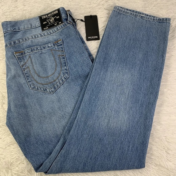 True Religion Men's Ricky Straight Fit Jean Dream Maker 38W X 34L Distressed